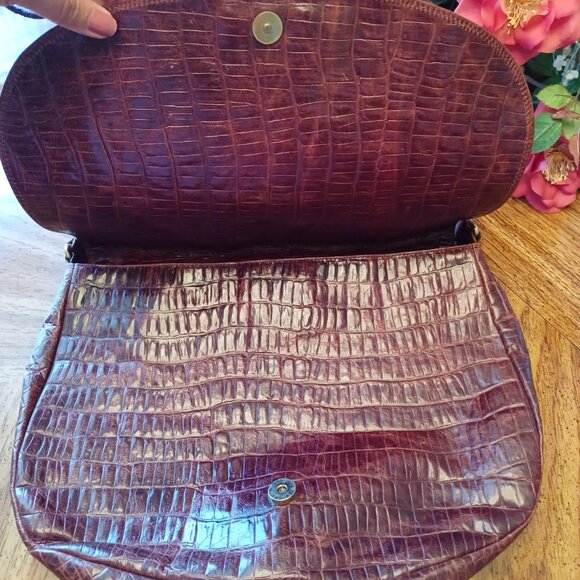 Antonio Scepi Brown Crocodile Leather Saddle Messenger Bsg - Picture 6 of 16